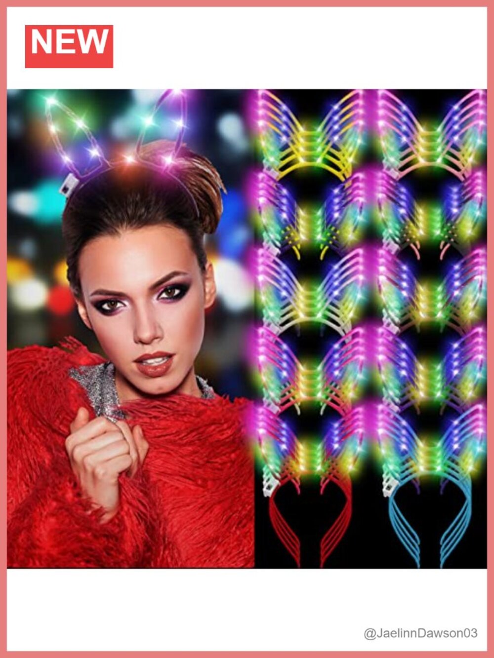 LED Bunny Ears Headband 40 Pack Light Up Hair Accessories Party